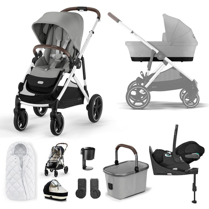 CYBEX Gazelle S + Cloud T Travel System-Travel Systems-Stone Grey-With Base | Natural Baby Shower