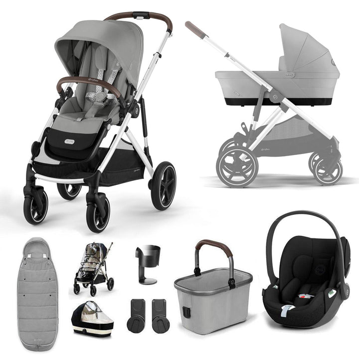 CYBEX Gazelle S + Cloud T Travel System-Travel Systems-Stone Grey-No Base | Natural Baby Shower