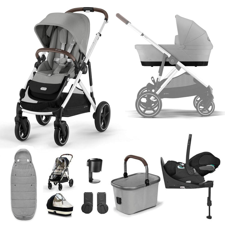 CYBEX Gazelle S + Cloud T Travel System-Travel Systems-Stone Grey-With Base | Natural Baby Shower