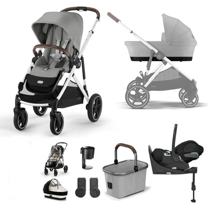 CYBEX Gazelle S + Cloud T Travel System-Travel Systems-Stone Grey-With Base | Natural Baby Shower