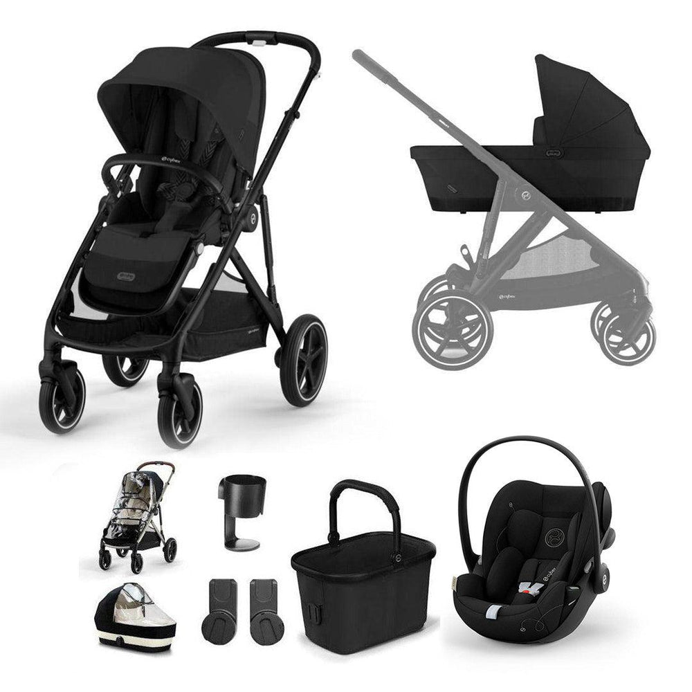 CYBEX Gazelle S + Cloud G Luxury Bundle - Moon Black-Travel Systems-Moon Black-No Footmuff | Natural Baby Shower