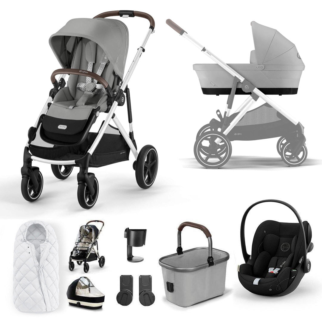 CYBEX Gazelle S + Cloud G Travel System-Travel Systems-Stone Grey-No Base | Natural Baby Shower