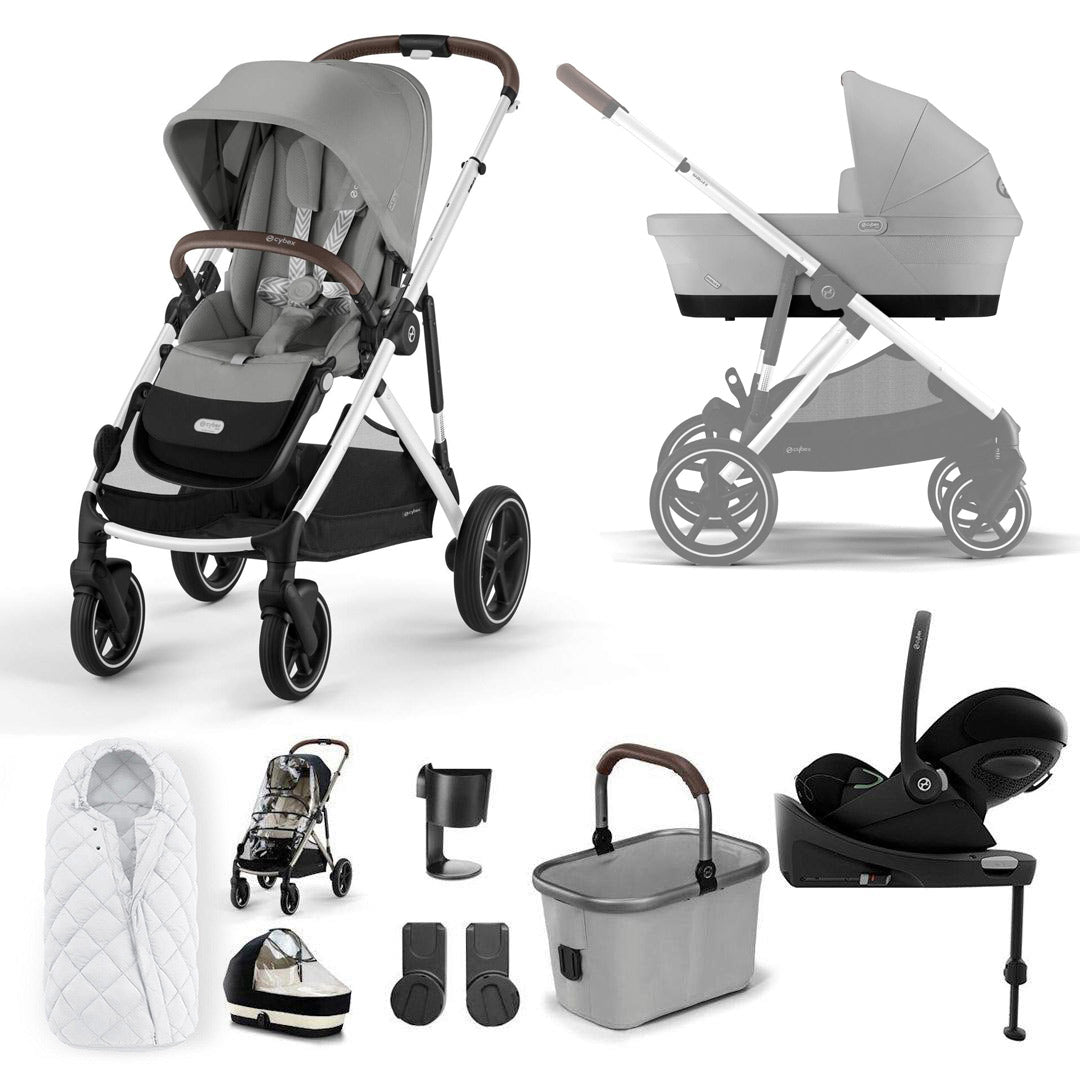 CYBEX Gazelle S + Cloud G Travel System-Travel Systems-Stone Grey-With Base | Natural Baby Shower