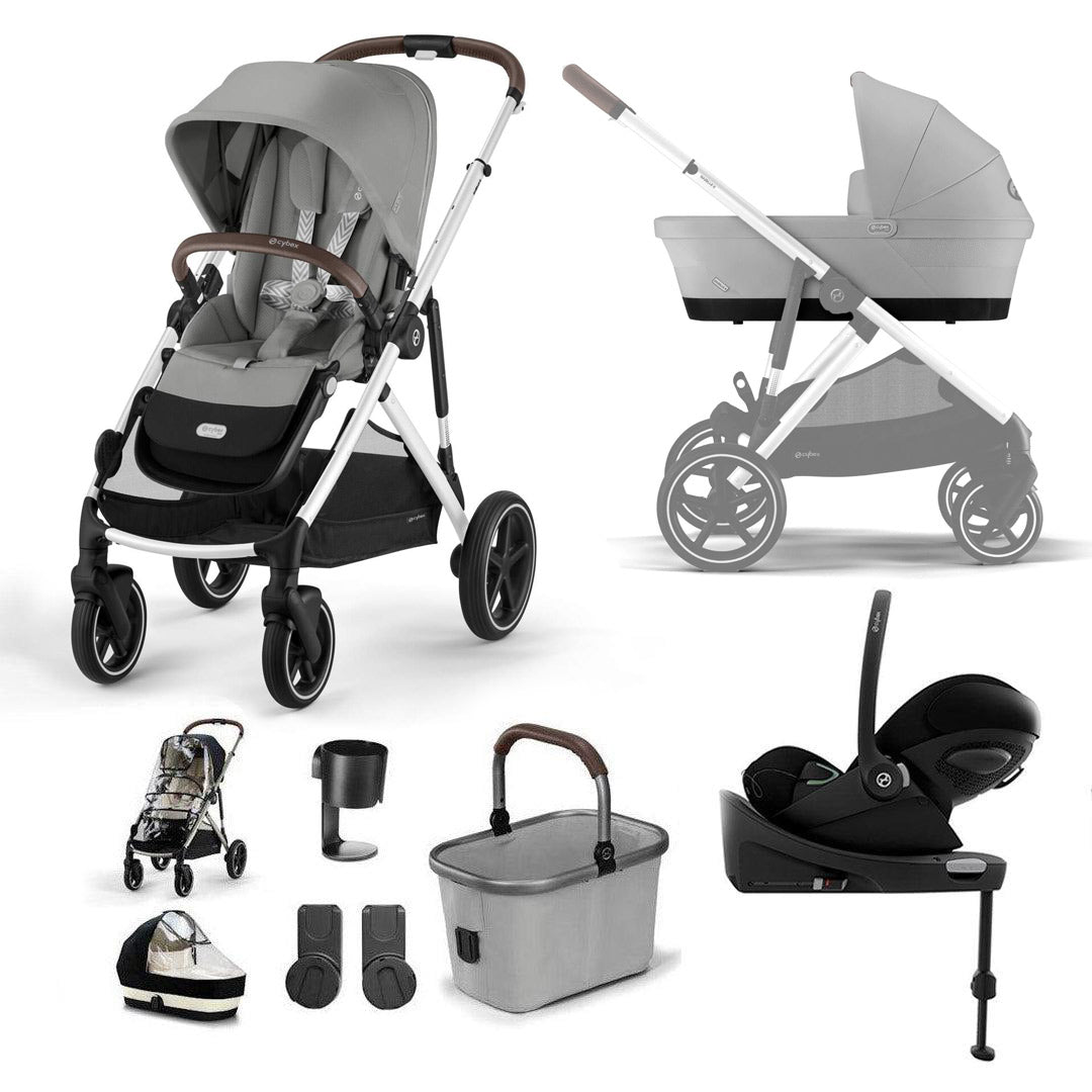 CYBEX Gazelle S + Cloud G Travel System-Travel Systems-Stone Grey-With Base | Natural Baby Shower