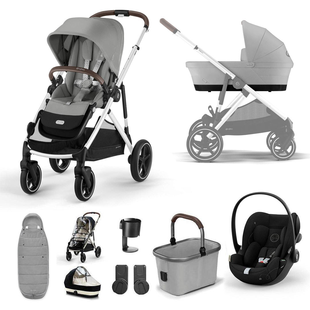 CYBEX Gazelle S + Cloud G Travel System-Travel Systems-Stone Grey-No Base | Natural Baby Shower