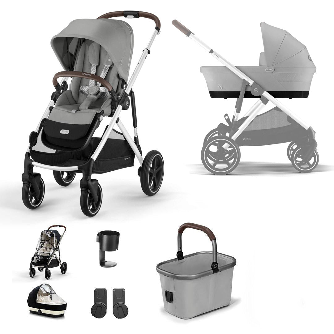 CYBEX Gazelle S Essential Pushchair Bundle-Stroller Bundles-Stone Grey-No Footmuff | Natural Baby Shower