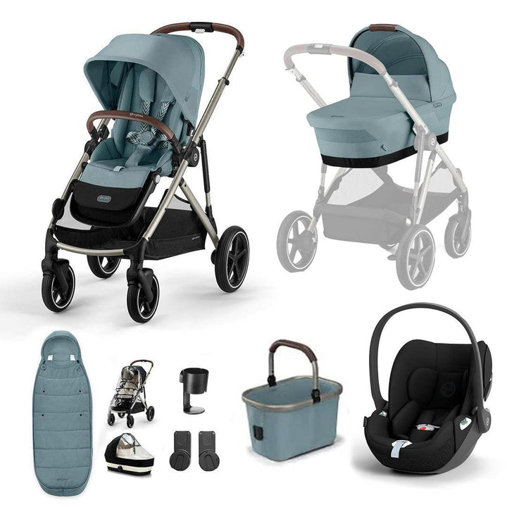 CYBEX Gazelle S + Cloud T Travel System-Travel Systems-Stormy Blue-No Base | Natural Baby Shower