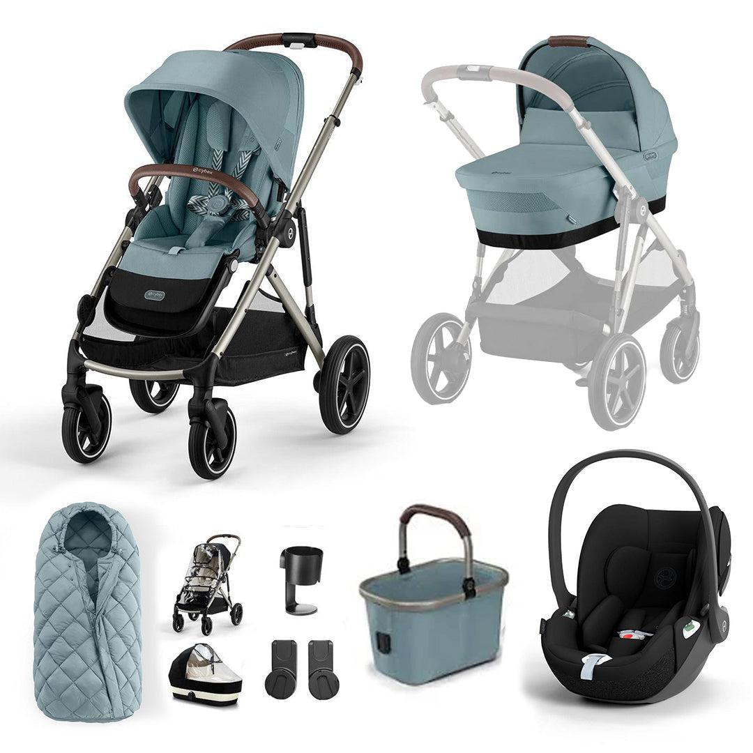 CYBEX Gazelle S + Cloud T Travel System-Travel Systems-Stormy Blue-No Base | Natural Baby Shower