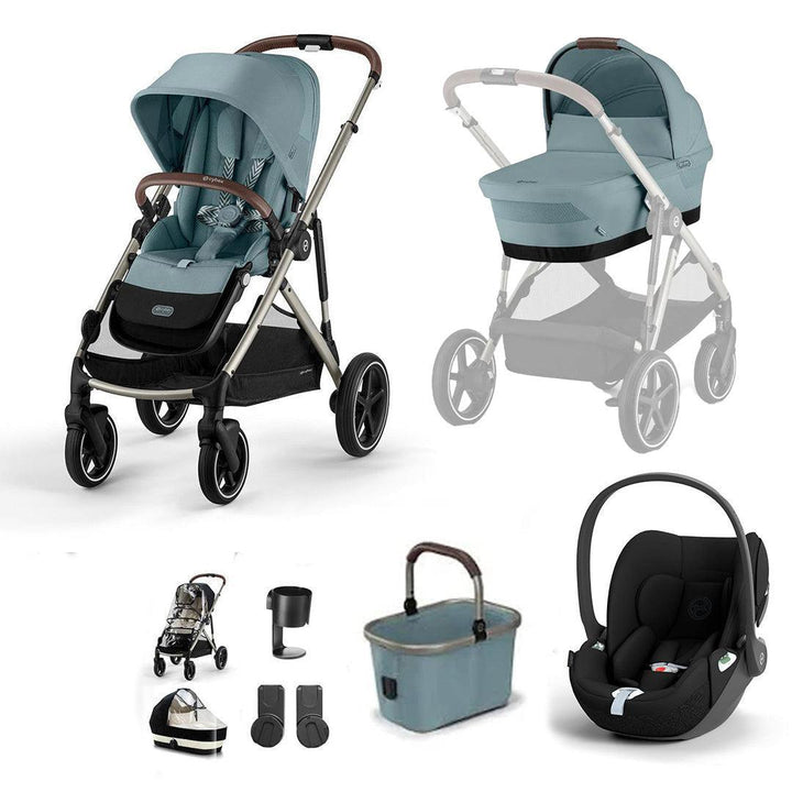 CYBEX Gazelle S + Cloud T Travel System-Travel Systems-Stormy Blue-No Base | Natural Baby Shower