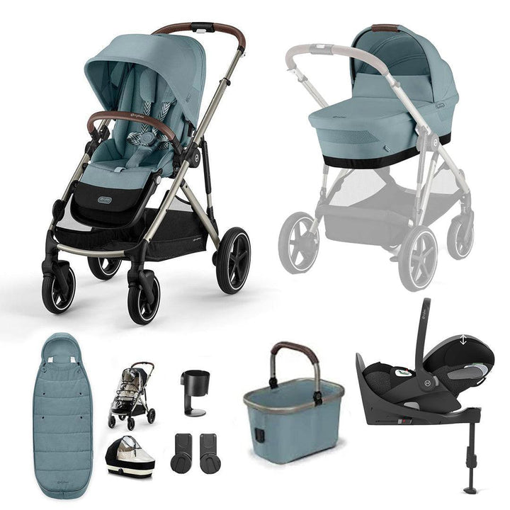 CYBEX Gazelle S + Cloud T Travel System-Travel Systems-Stormy Blue-With Base | Natural Baby Shower