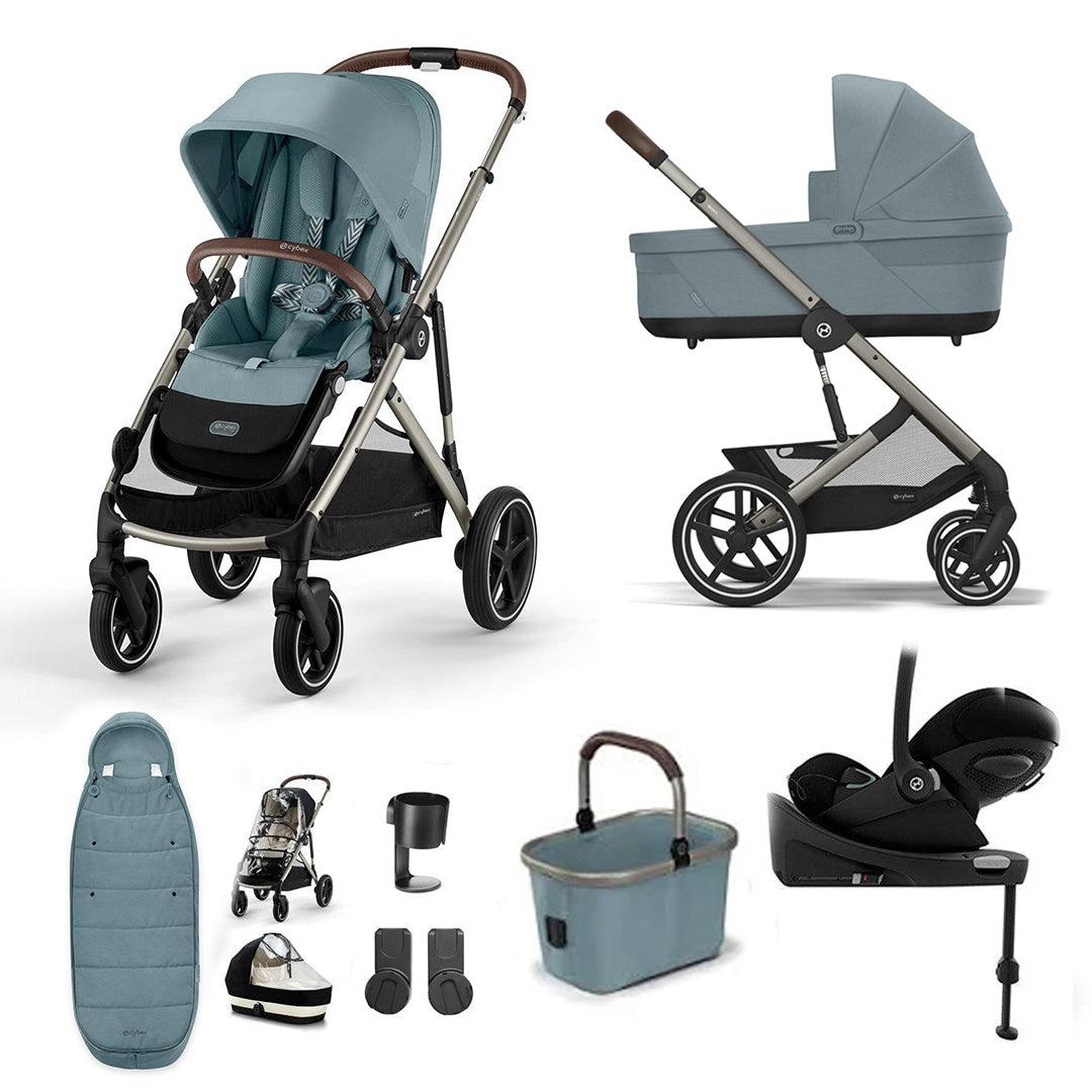 CYBEX Gazelle S + Cloud G Travel System-Travel Systems-Stormy Blue-With Base | Natural Baby Shower