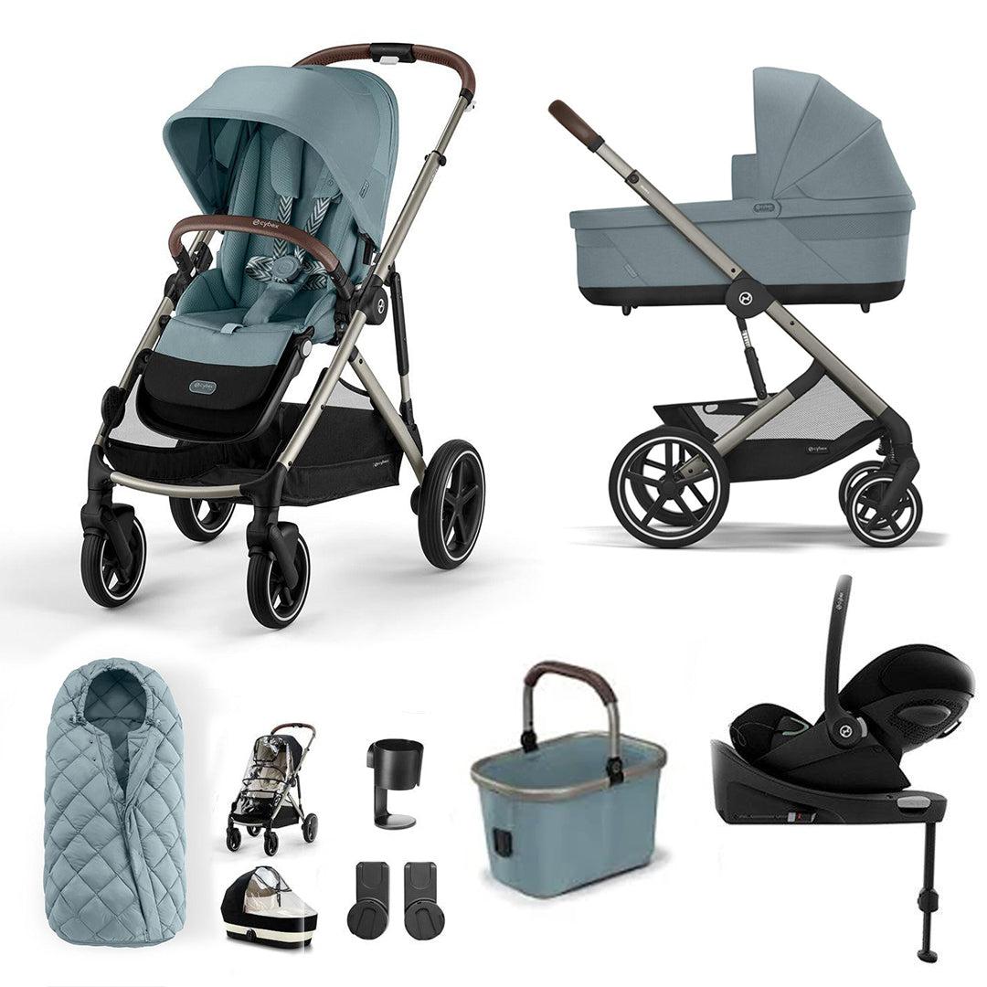 CYBEX Gazelle S + Cloud G Travel System-Travel Systems-Stormy Blue-With Base | Natural Baby Shower