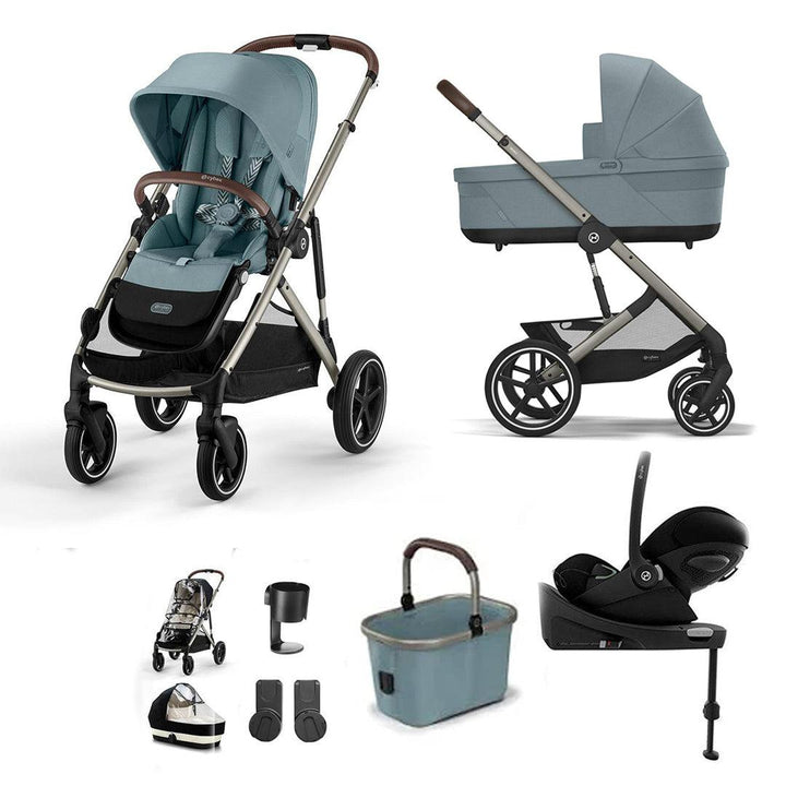 CYBEX Gazelle S + Cloud G Travel System-Travel Systems-Stormy Blue-With Base | Natural Baby Shower