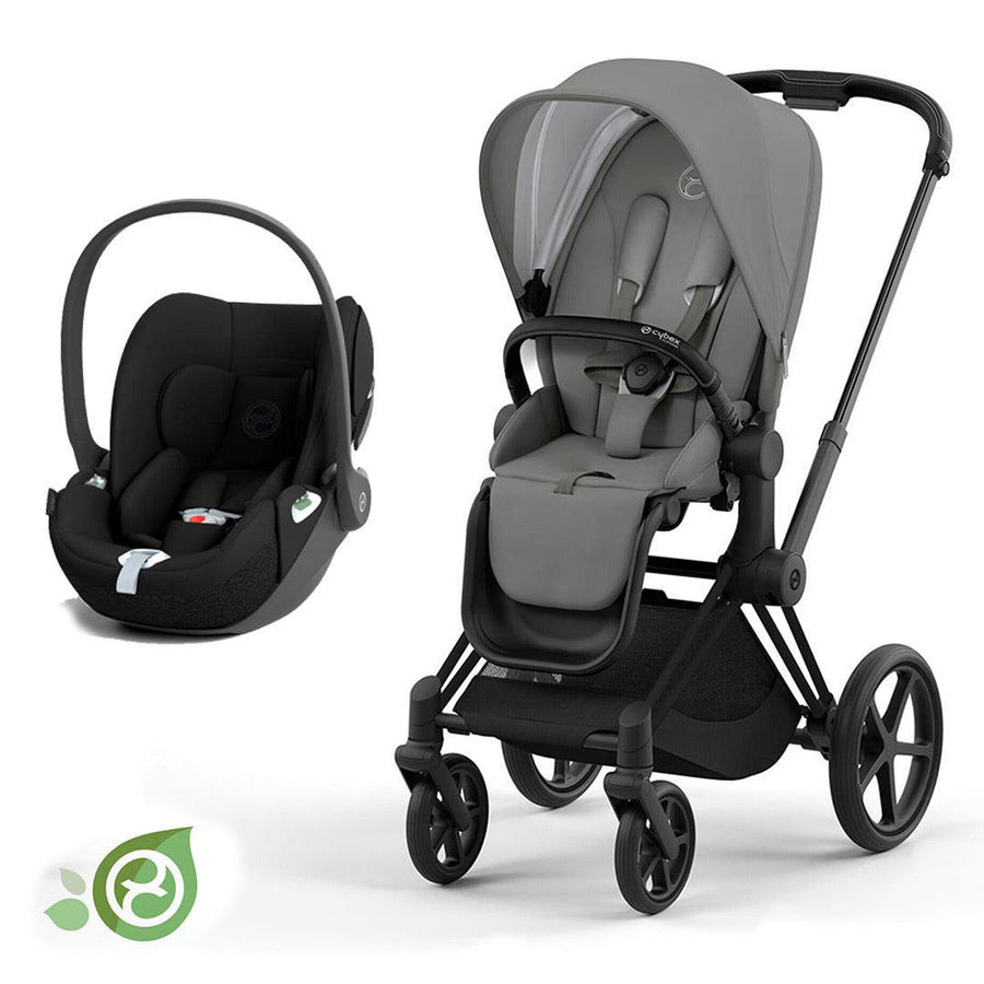 CYBEX Priam Cloud T Travel System - Pearl Grey-Travel Systems-Matt Black-None | Natural Baby Shower