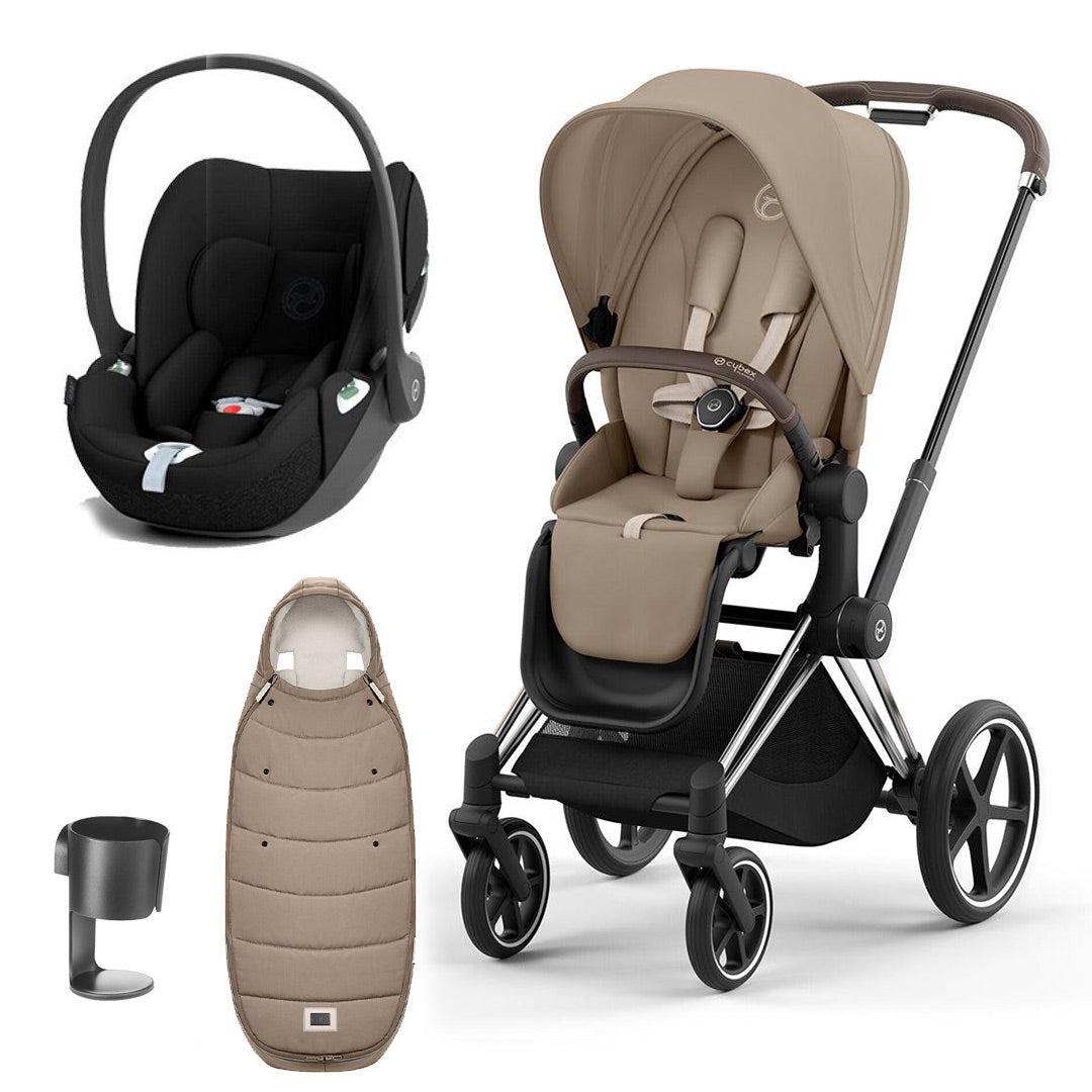 CYBEX Priam Cloud T Ultimate Travel System - Cozy Beige-Travel Systems-Chrome Brown-None | Natural Baby Shower