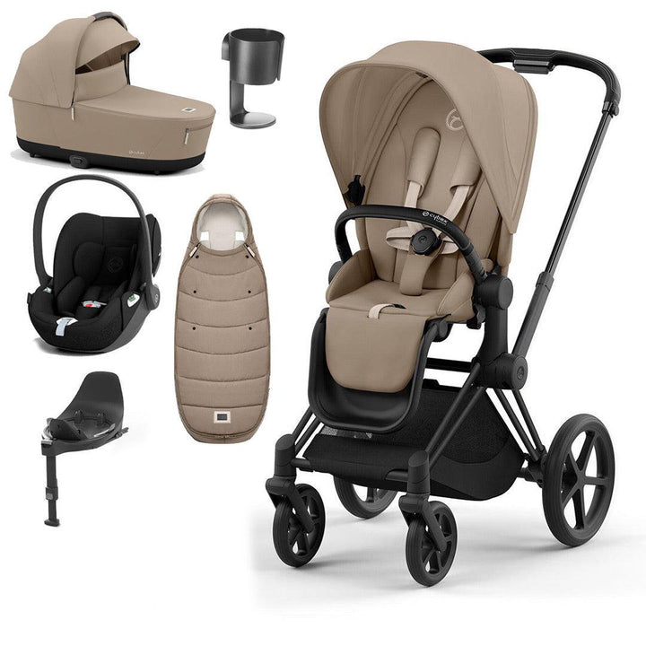 CYBEX Priam Cloud T Ultimate Travel System - Cozy Beige-Travel Systems-Matt Black-Lux | Natural Baby Shower