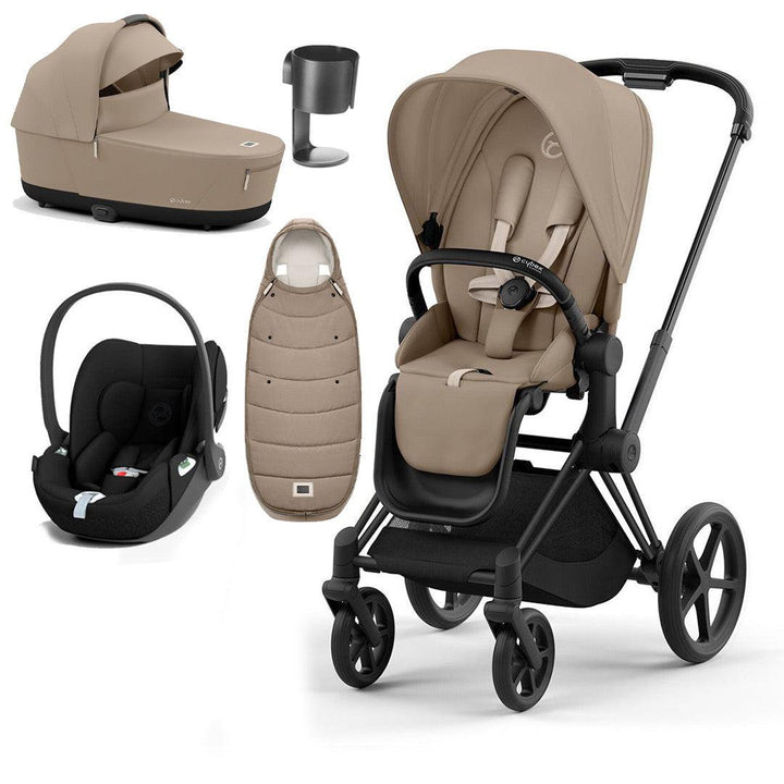 CYBEX Priam Cloud T Ultimate Travel System - Cozy Beige-Travel Systems-Matt Black-Lux | Natural Baby Shower