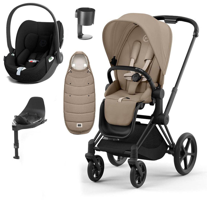 CYBEX Priam Cloud T Ultimate Travel System - Cozy Beige-Travel Systems-Matt Black-None | Natural Baby Shower