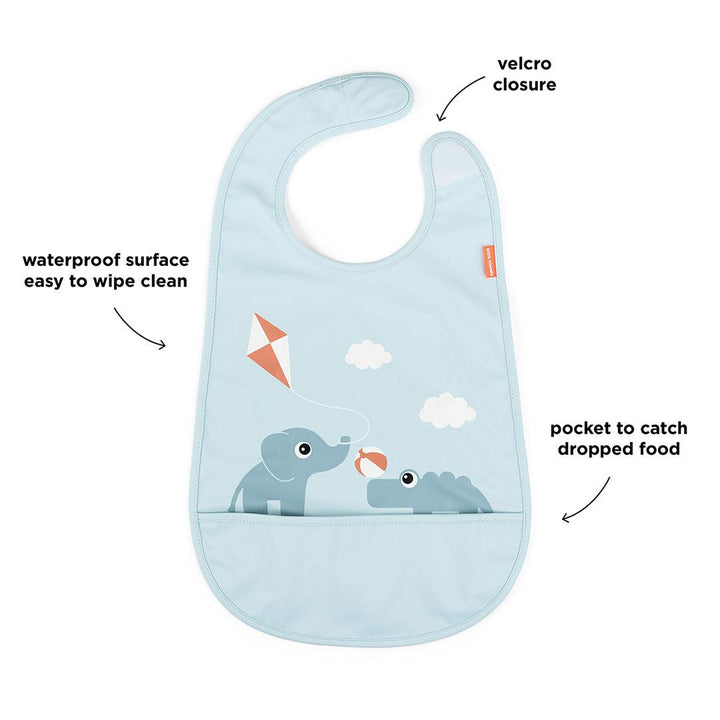 Done by Deer Bib With Velcro - Blue-Bibs-Blue- | Natural Baby Shower