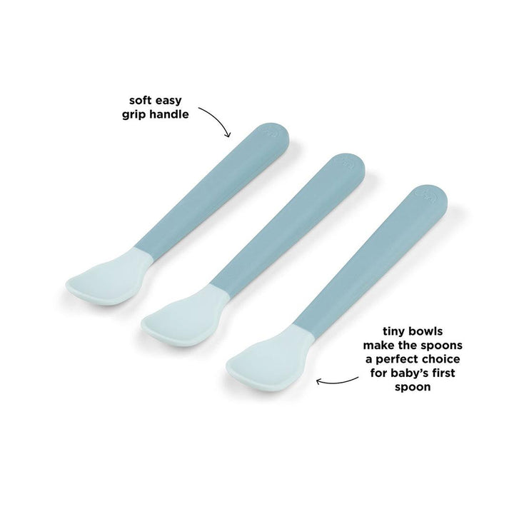 Done by Deer Foodie Easy Grip Baby Spoon - 3 Pack - Blue-Cutlery-Blue- | Natural Baby Shower