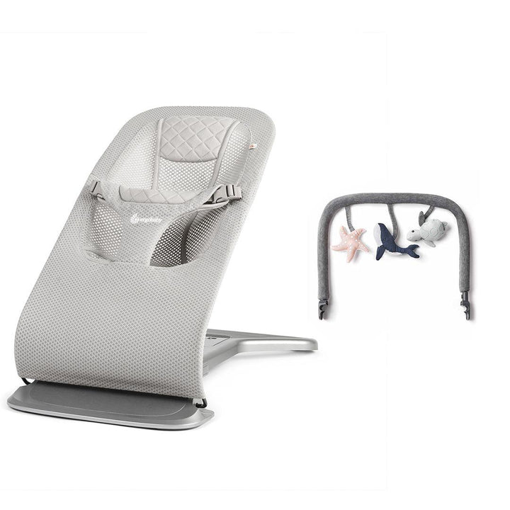 Ergobaby Evolve Mesh Baby Bouncer - Light Grey-Baby Bouncers-Light Grey-Charcoal Grey | Natural Baby Shower