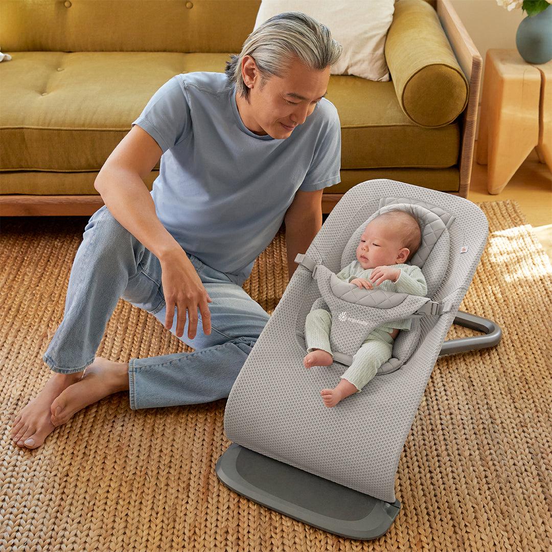 Ergobaby Evolve Mesh Baby Bouncer - Light Grey-Baby Bouncers-Light Grey- | Natural Baby Shower