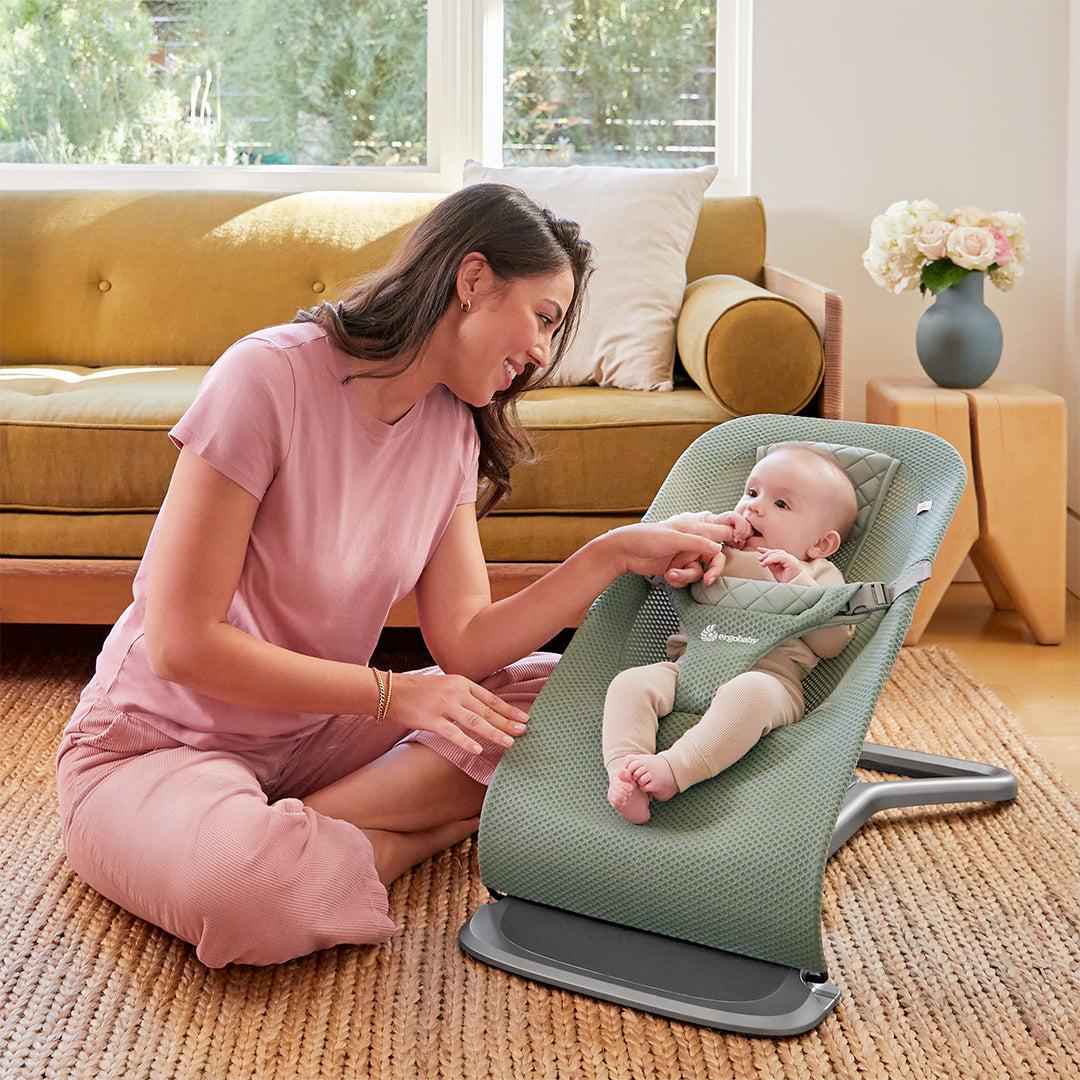 Ergobaby Evolve Mesh Baby Bouncer - Sage Green-Baby Bouncers-Sage Green- | Natural Baby Shower