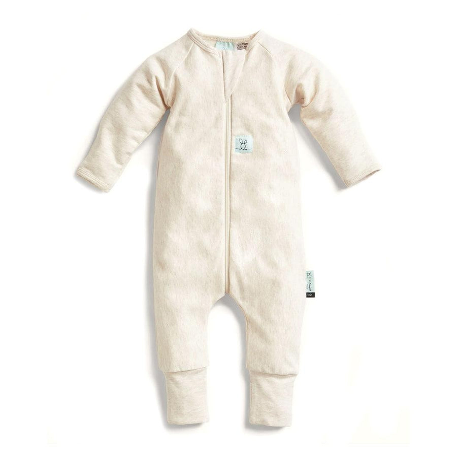 ergoPouch Organic Layers Long Sleeve Babygrow - Oatmeal - 1.0 TOG-Sleepsuits-Oatmeal-0-3m | Natural Baby Shower