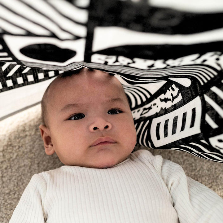 Etta Loves XL Mono Muslin - Black + White-Muslin Squares-Black + White- | Natural Baby Shower