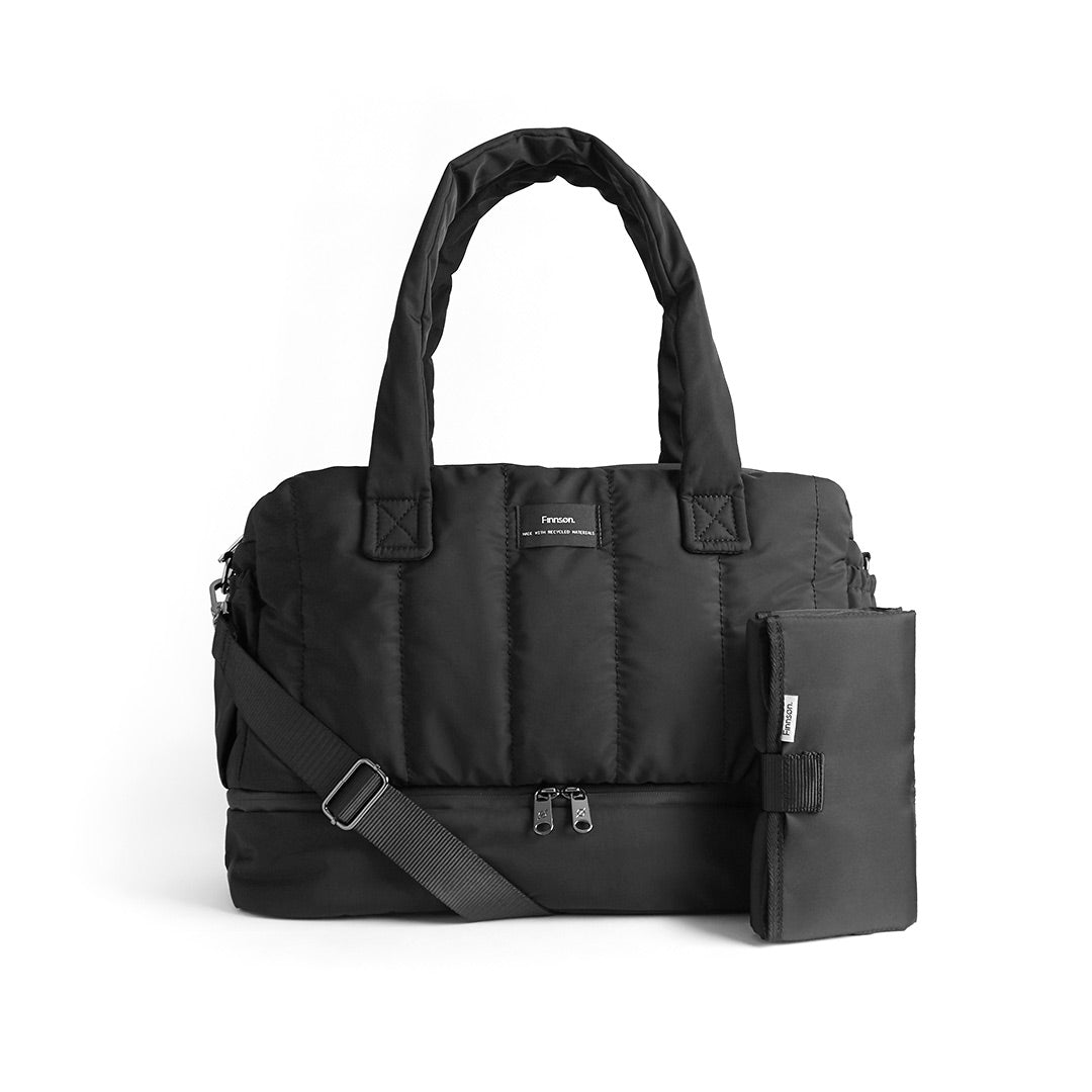 Finnson Innes Eco Holdall Changing Bag With Changing Mat - Black-Changing Bags-Black- | Natural Baby Shower