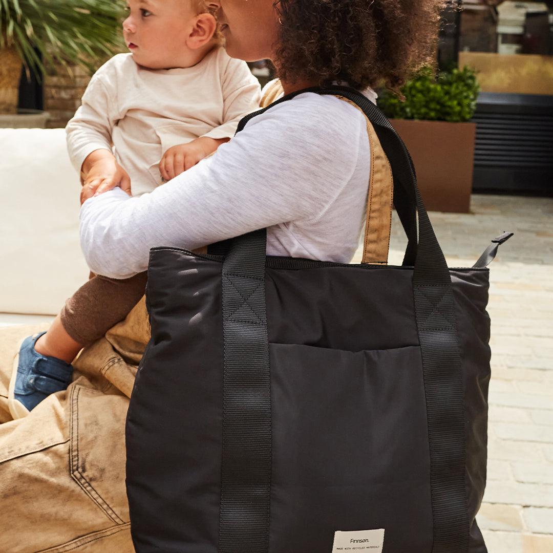 Finnson Selby Eco Changing Tote With Changing Mat - Black-Changing Bags-Black- | Natural Baby Shower