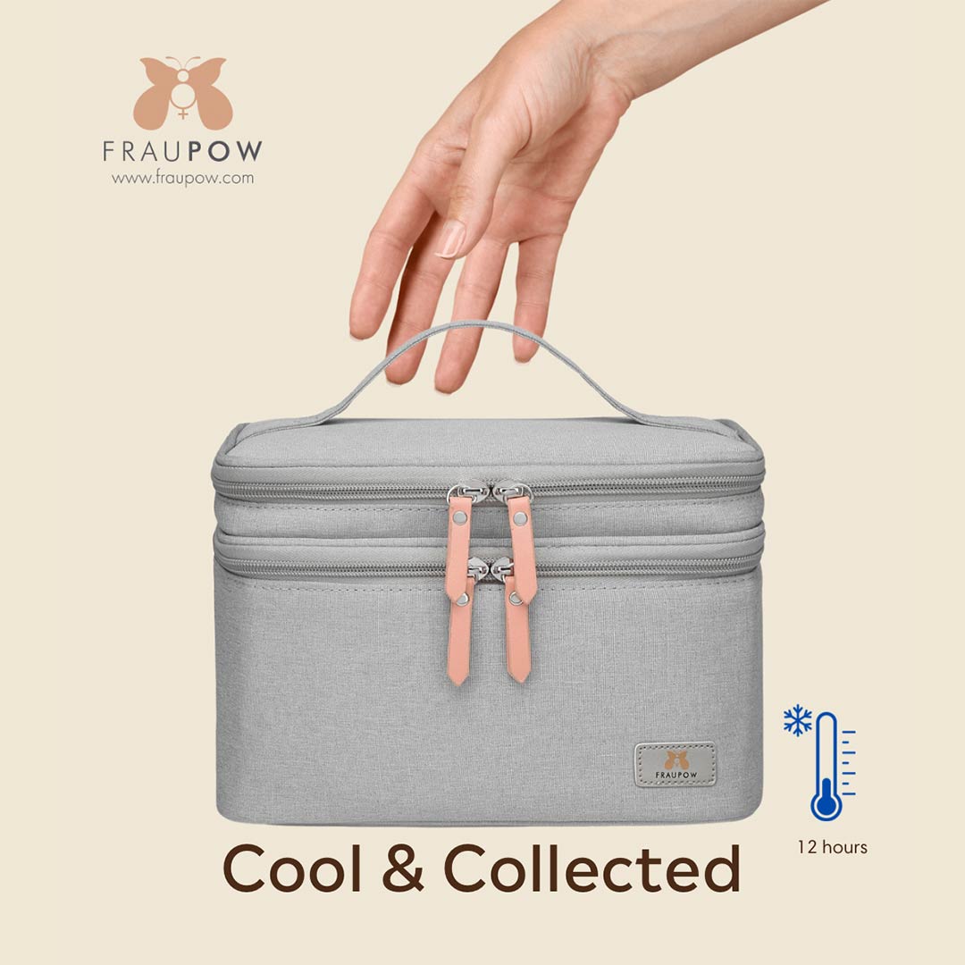 Fraupow Cooler Bag + Wearable Pump Storage Bag-Breast Pump Accessories- | Natural Baby Shower