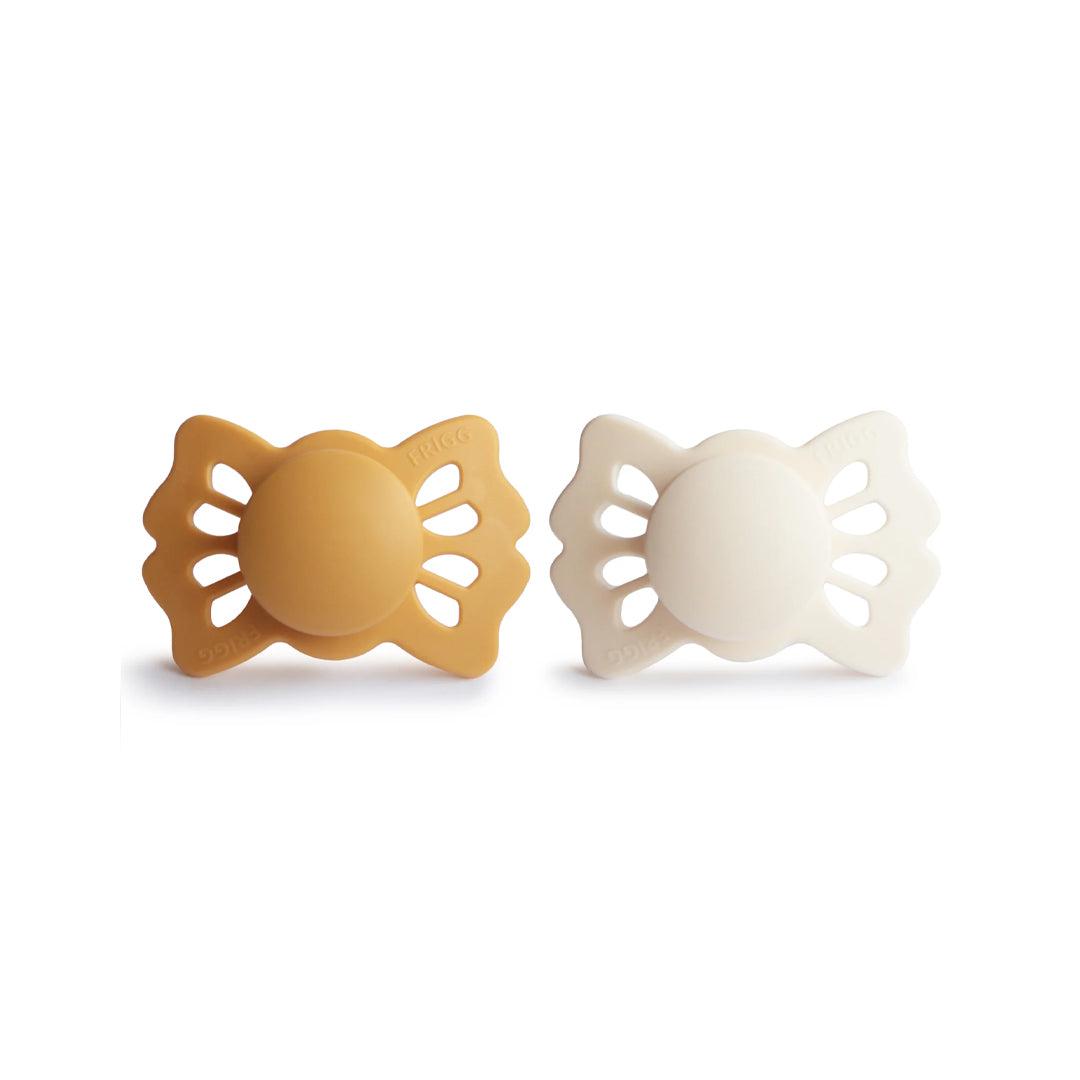 FRIGG Lucky Symmetrical Silicone Pacifier - 2 Pack - Honey Gold/Cream-Pacifiers-Pack Honey Gold/Cream-Size 1 | Natural Baby Shower