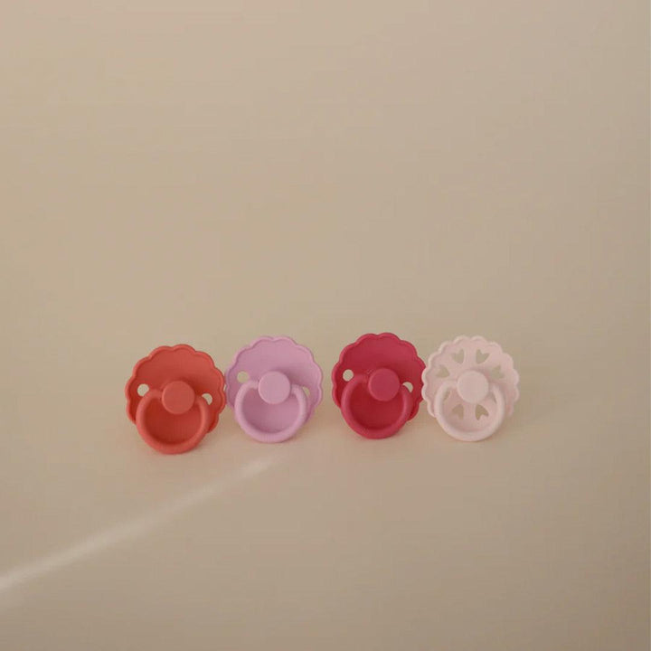 FRIGG Daisy Latex Pacifier - 4 Pack - Rosy Romance-Pacifiers-Rosy Romance-Size 1 | Natural Baby Shower