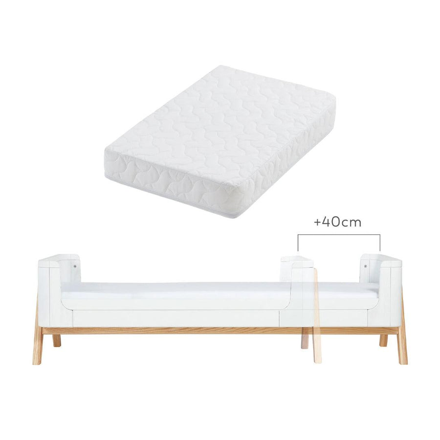 Gaia Baby Hera Junior Bed Extension With Mattress Extension - Scandi White-Cot Beds-Scandi White- | Natural Baby Shower