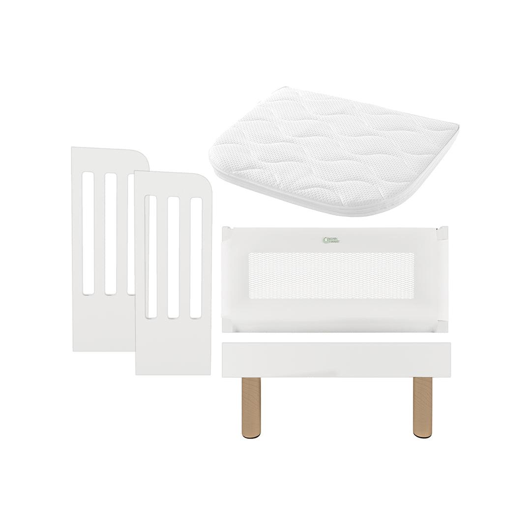 Gaia Baby Serena Bedside Crib Add-On - White-Bedside Cribs-White-Natural Legs | Natural Baby Shower