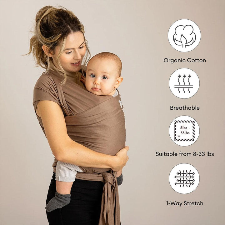 Gaia Baby Gaia Stretchy Baby Wrap Carrier - Organic Cotton - Nutmeg-Baby Carriers-Nutmeg-One Size | Natural Baby Shower