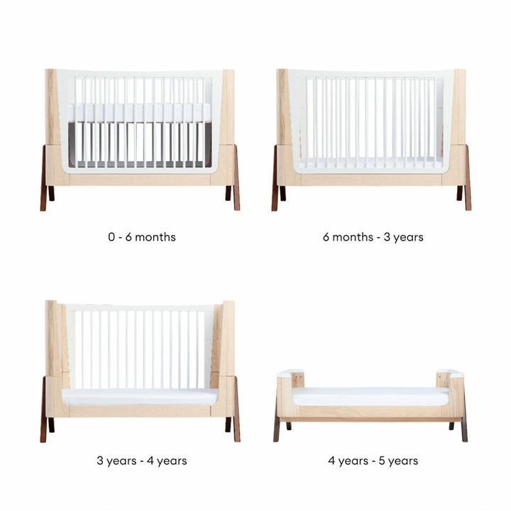 Gaia Baby Hera Cot Bed + Dresser + Wardrobe Three Piece Bundle - Natural + Walnut-Nursery Sets- | Natural Baby Shower