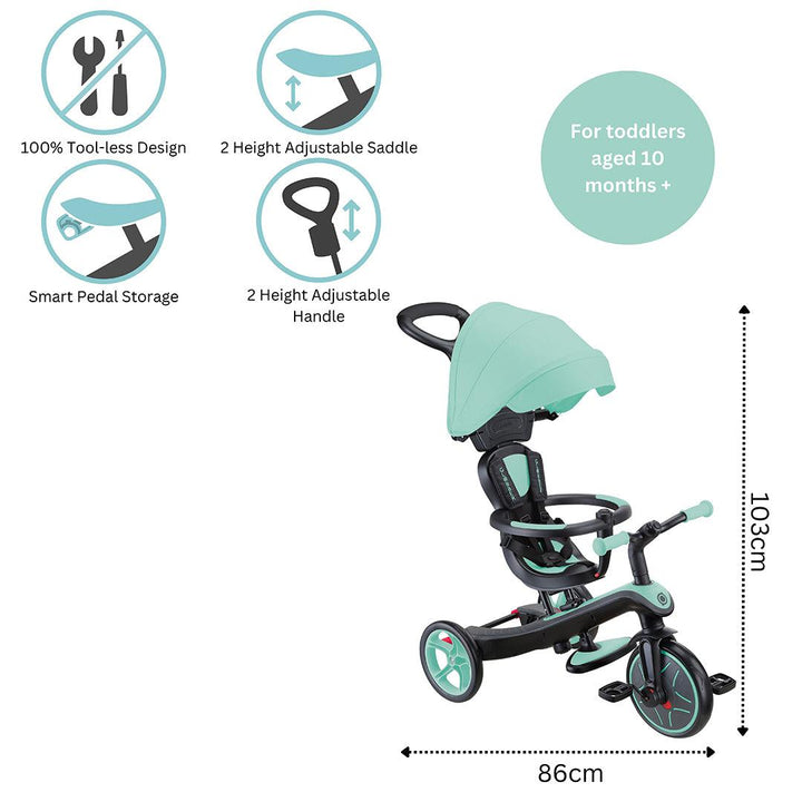 Globber Explorer 4 In 1 Trike - Mint-Bikes-Mint- | Natural Baby Shower