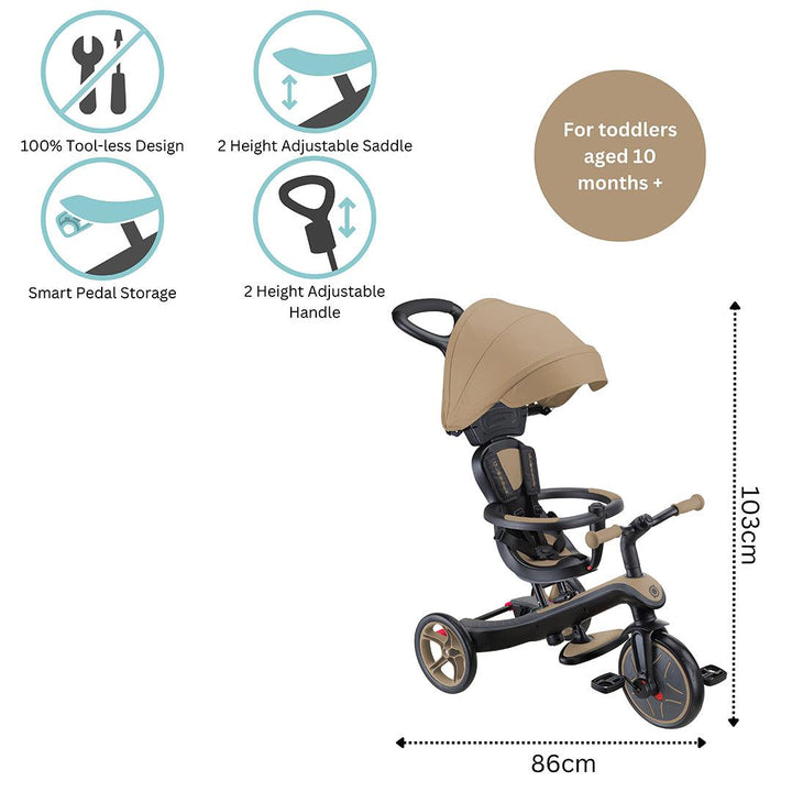 Globber Explorer 4 In 1 Trike - Sand-Bikes-Sand- | Natural Baby Shower