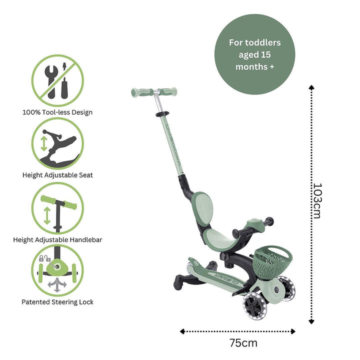 Globber Go-Up Baby 360 Lights Scooter - Sage-Scooters-Sage- | Natural Baby Shower