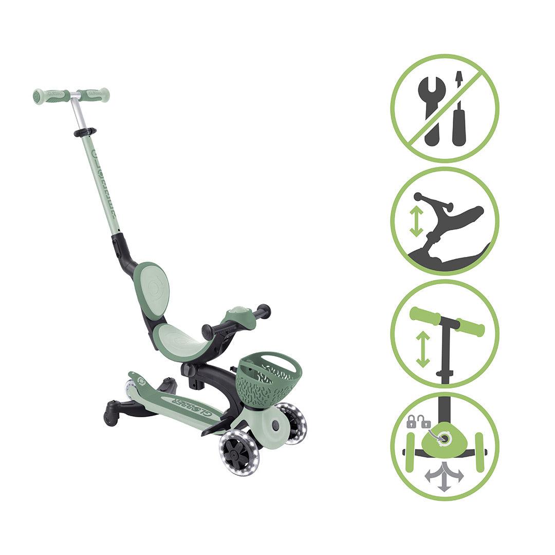 Globber Go-Up Baby 360 Lights Scooter - Sage-Scooters-Sage- | Natural Baby Shower