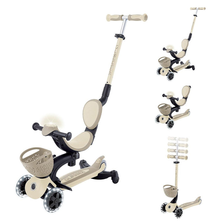 Globber Go-Up Baby 360 Lights Scooter - Taupe-Scooters-Taupe- | Natural Baby Shower