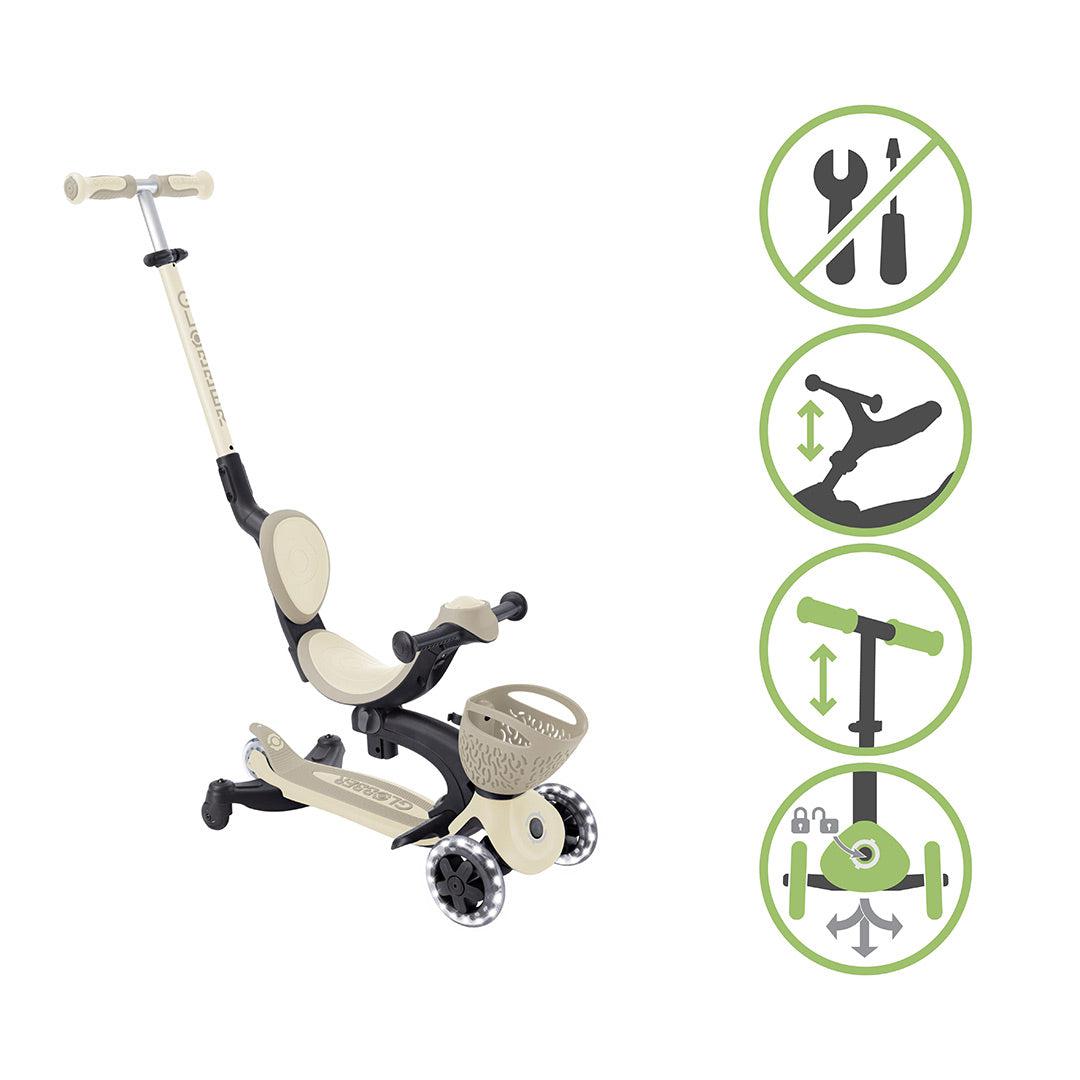 Globber Go-Up Baby 360 Lights Scooter - Taupe-Scooters-Taupe- | Natural Baby Shower