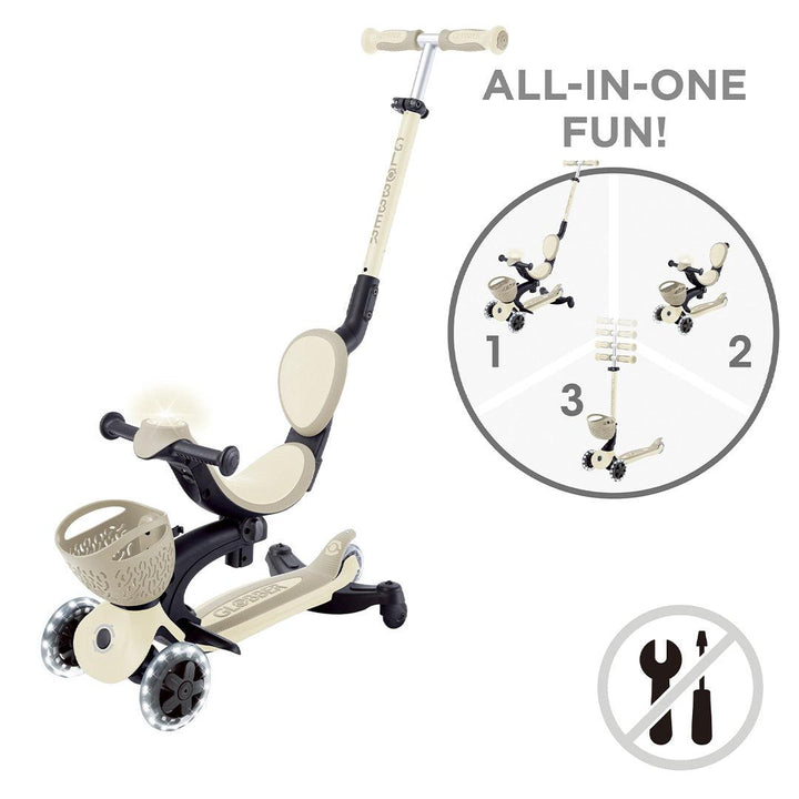 Globber Go-Up Baby 360 Lights Scooter - Taupe-Scooters-Taupe- | Natural Baby Shower