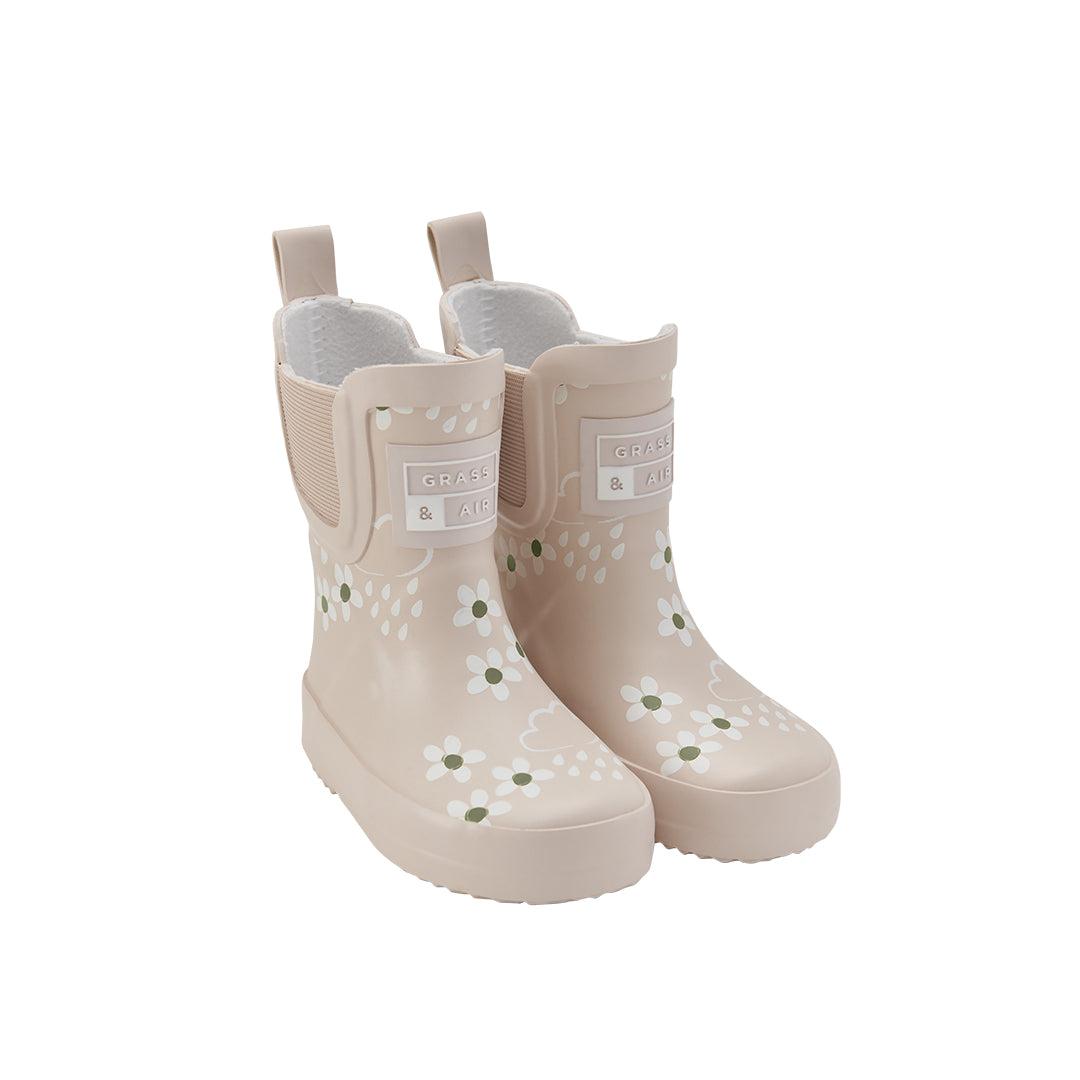 Grass & Air Floral Shortie Adventure Boot With Bag - Pampass Cream-Boots- | Natural Baby Shower