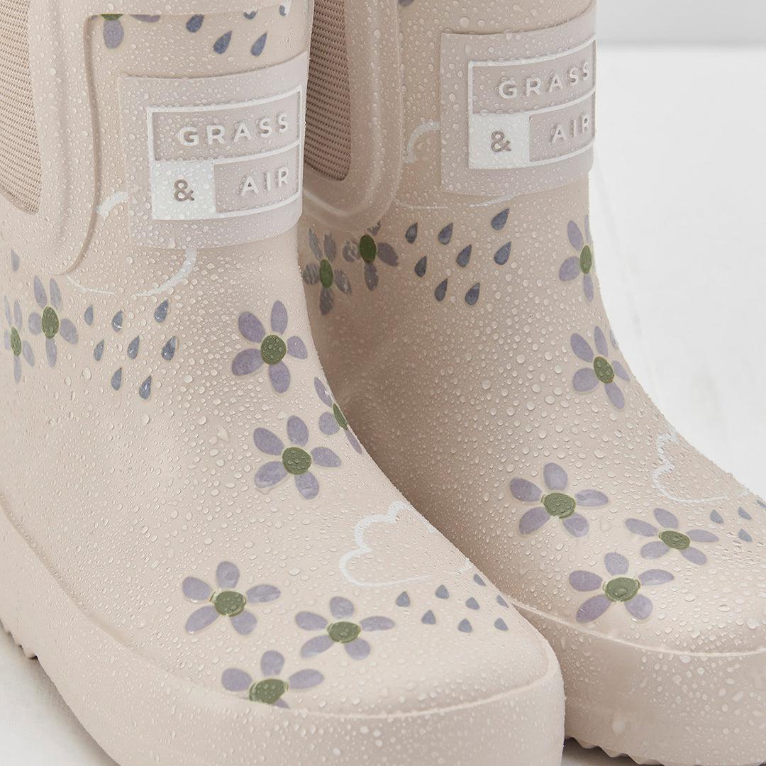 Grass & Air Floral Shortie Adventure Boot With Bag - Pampass Cream-Boots- | Natural Baby Shower