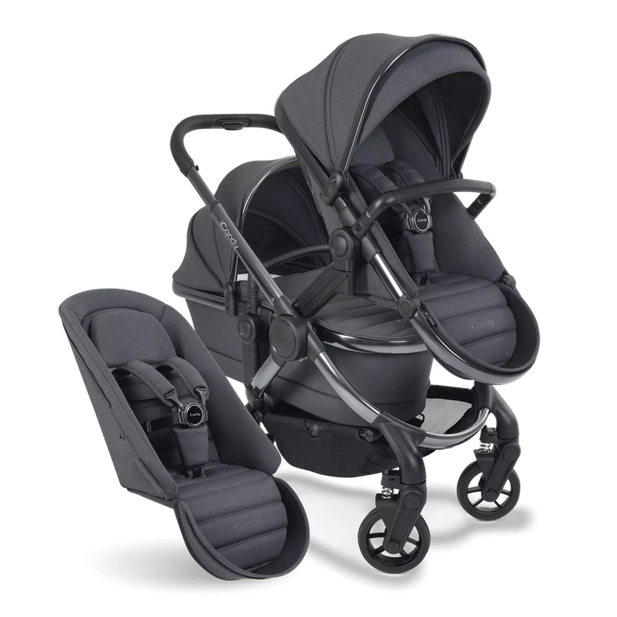 iCandy Peach 7 Double Pushchair - Dark Grey-Strollers- | Natural Baby Shower