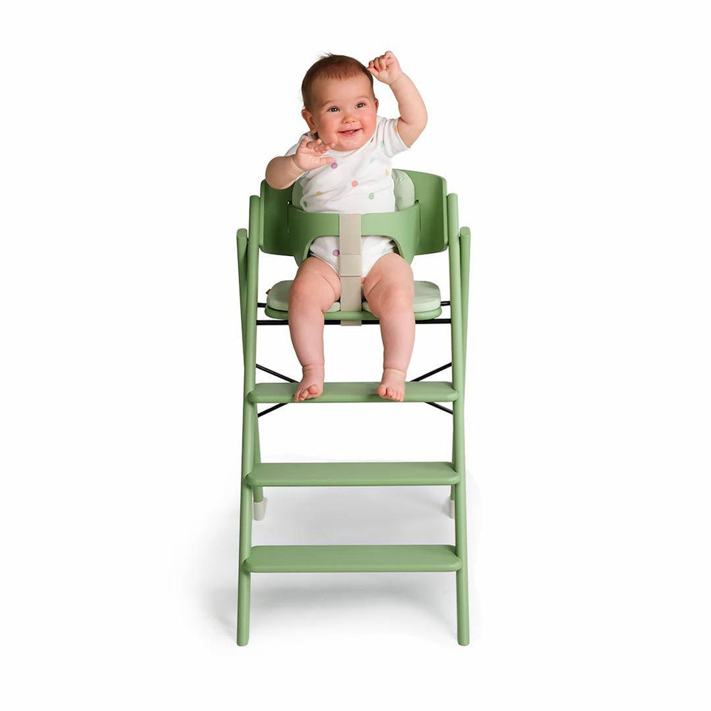 KAOS Klapp Highchair Baby Set - Pale Green/Beech-Highchairs-Pale Green/Beech-Black/Plastic Safety Rail/Tray | Natural Baby Shower