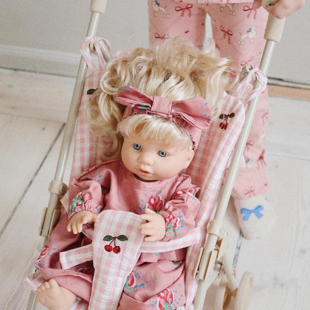 Konges Slojd Doll Stroller - Powder Pink Check-Dolls Prams-Powder Pink Check- | Natural Baby Shower